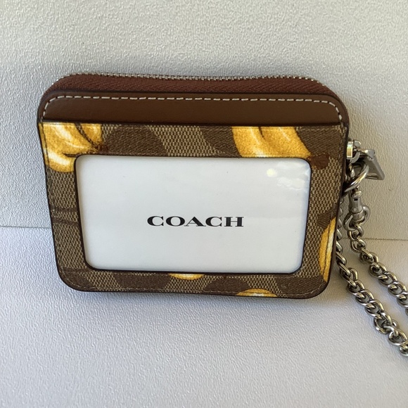 LAST 1 Coach Brown Signature Banana Print Zip Credit Card & I.D. Case NWT - Picture 5 of 6
